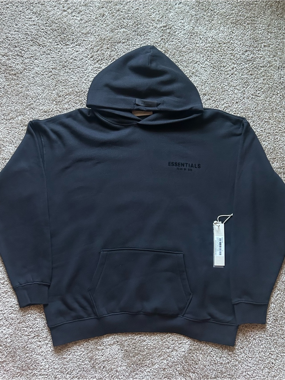 Fear of God Essential Hoodie Stretch Limo Black Size Large(SS22) NWT